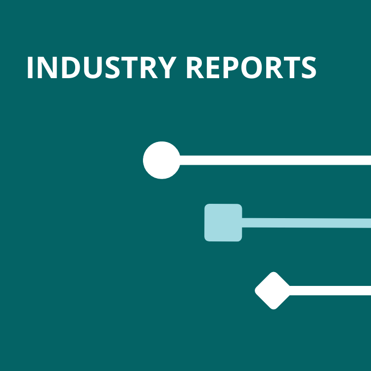Dark green/blue color background with text that says Industry Reports