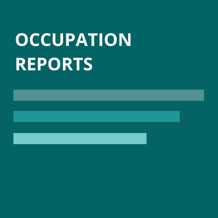 Dark green/blue color background with text that says Occupation Reports