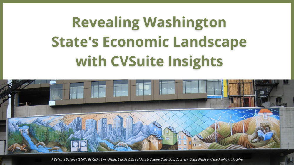 Revealing Washington State's Economic Landscape with CVSuite Insights placed on top of a white background with a large image of a mural right below.